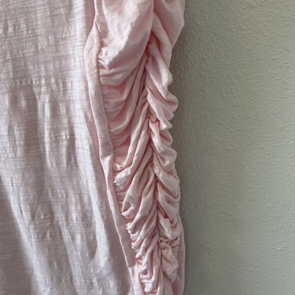 We The Free People Top Size Small Pink Knit Natasha Ruched Ruffle Long Sleeve - Picture 5 of 16